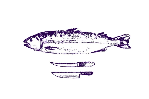 Handgezeichneter Fisch — Stockvektor