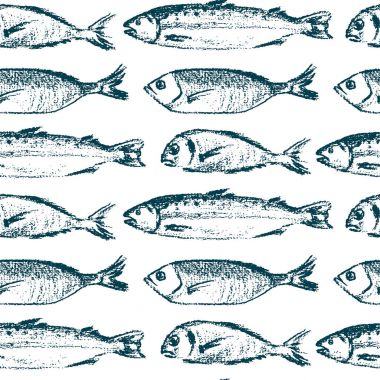 elle çizilmiş balık desen
