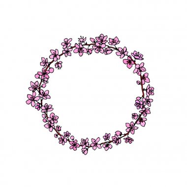 Sakura el çekilmiş çelenk