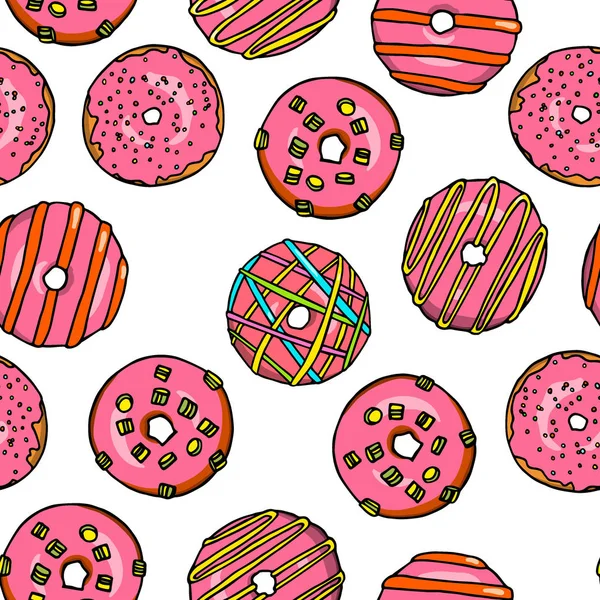 Donuts patrón sin costura — Vector de stock