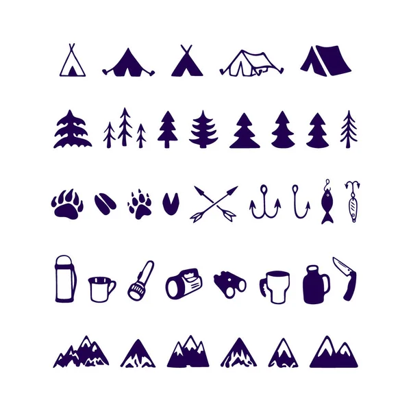 Conjunto de icono de camping — Vector de stock