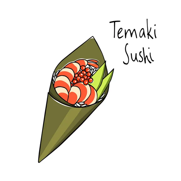 Sushi desenhado à mão — Vetor de Stock