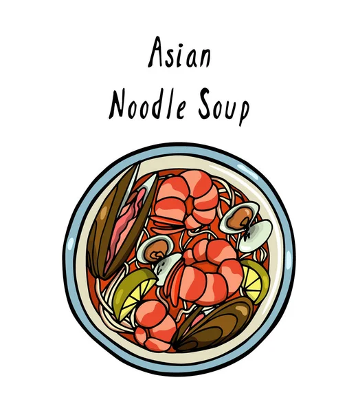 Hand drawn asian noodle — Stock Vector