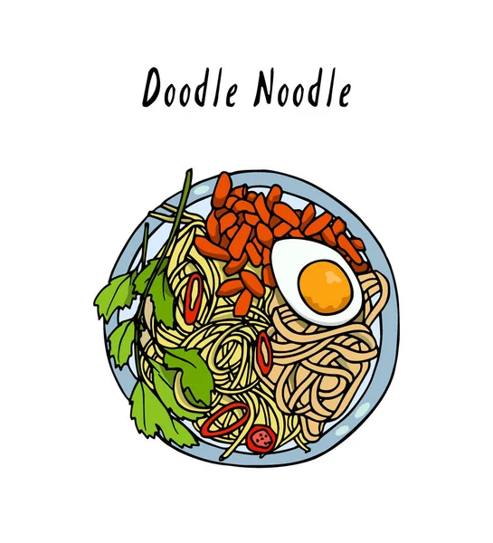 Hecho a mano fideos asiáticos — Vector de stock