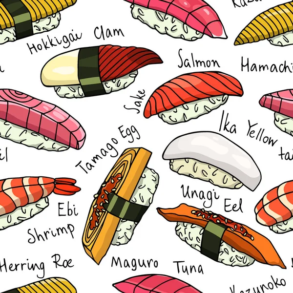 Sushi motif sans couture — Image vectorielle