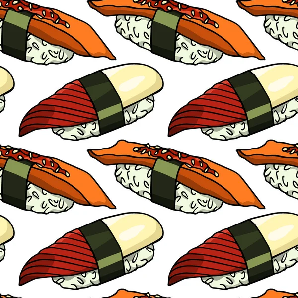 Patrón sin costura de sushi — Archivo Imágenes Vectoriales