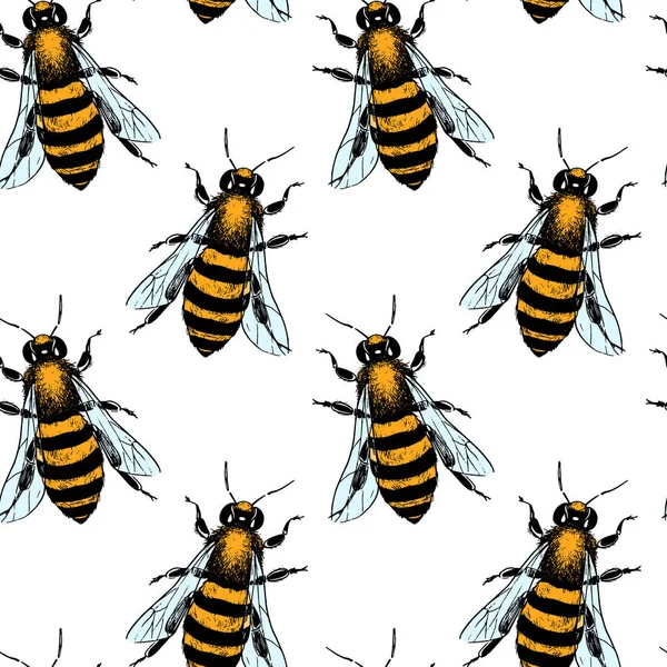蜜蜂无缝图案 — 图库矢量图片
