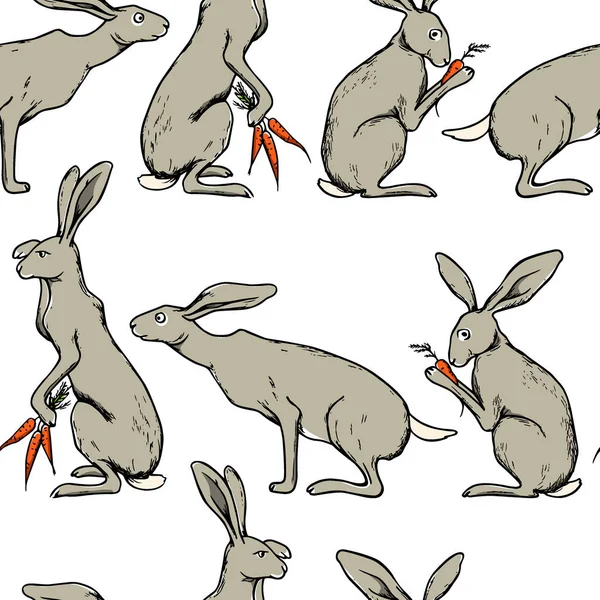Yabani tavşan seamless modeli — Stok Vektör