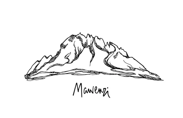 Pico de montaña dibujado a mano — Vector de stock