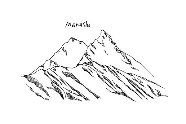 Pico de montanha desenhado à mão — Vetor de Stock