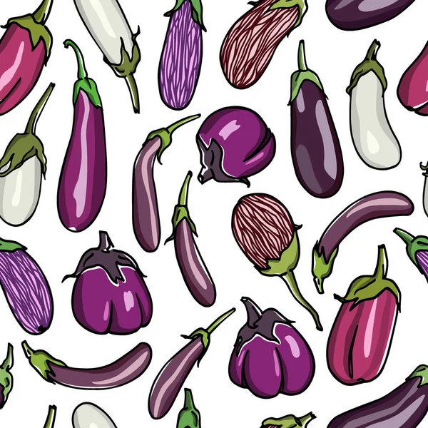 Eggplants seamless pattern — Stock Vector
