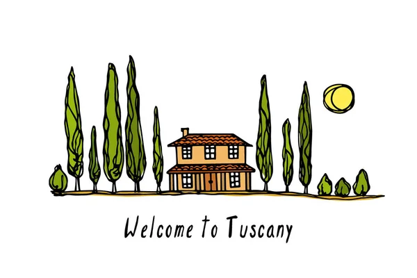 Ландшафтная иллюстрация Тосканы — стоковый вектор