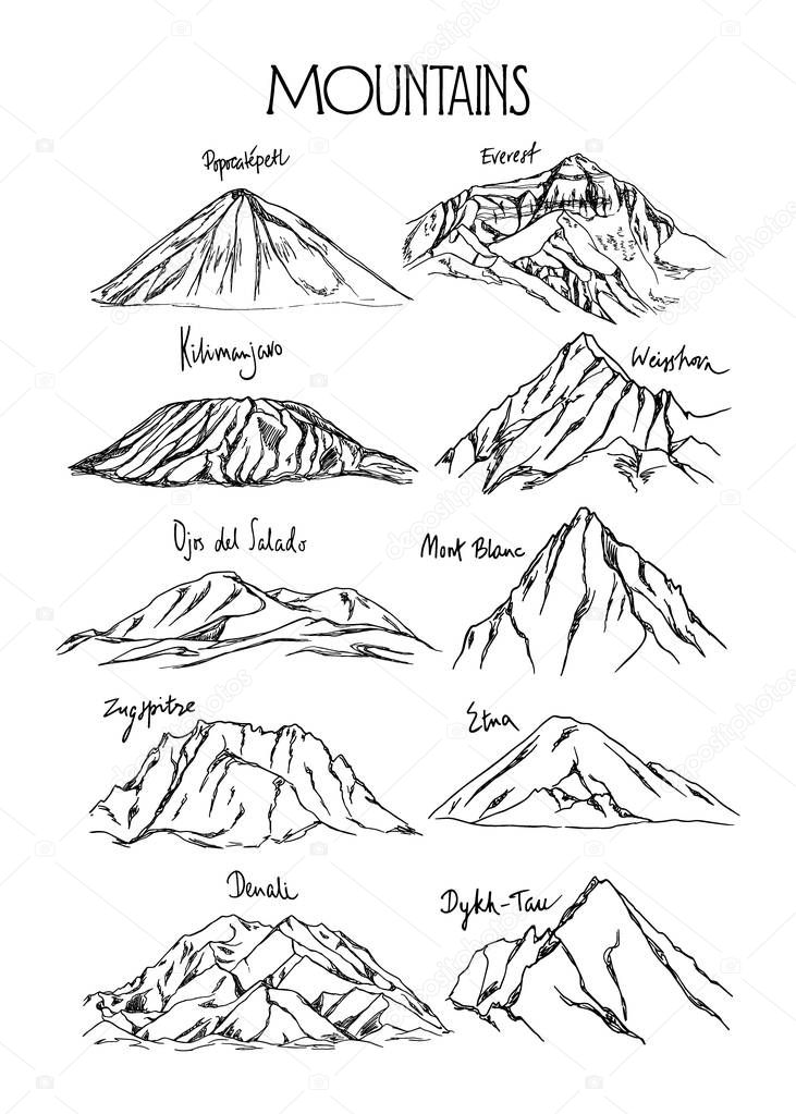 Hand drawn mountain peaks