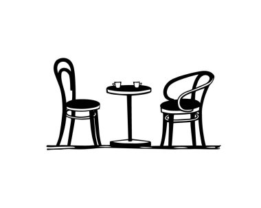 Cafe mobilya illüstrasyon