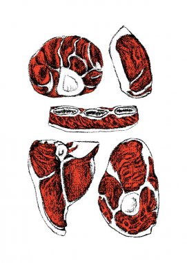 Elle çizilmiş çiğ et