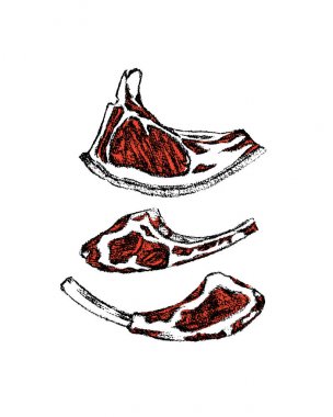 Elle çizilmiş çiğ et