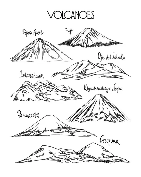 手描きの火山 — ストックベクタ