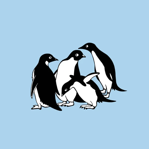 Ręcznie rysowane pingwiny — Wektor stockowy