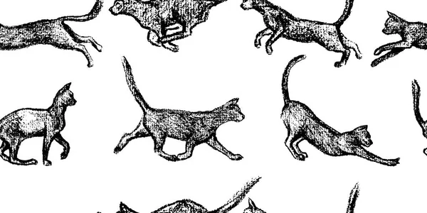手描き猫パターン — ストックベクタ