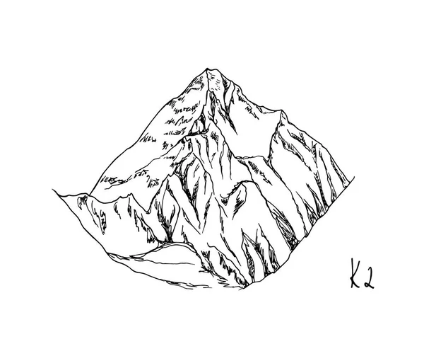 Picco di montagna disegnato a mano — Vettoriale Stock