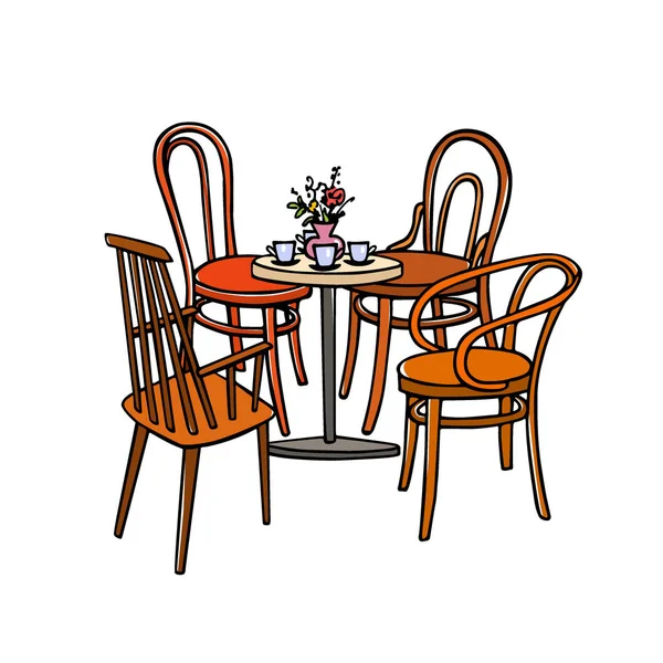 Иллюстрация мебели в кафе — стоковый вектор