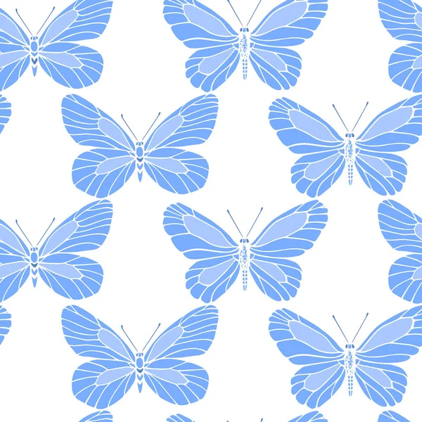 Handgezeichnetes Schmetterlingsmuster — Stockvektor