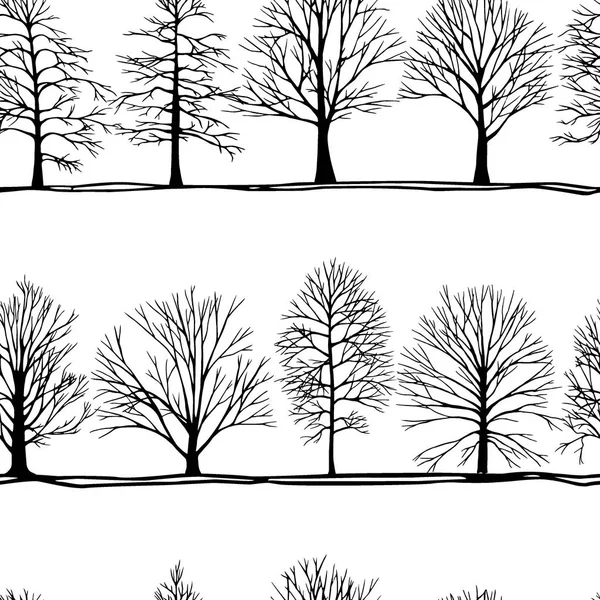 Patrón de árboles dibujado a mano — Vector de stock