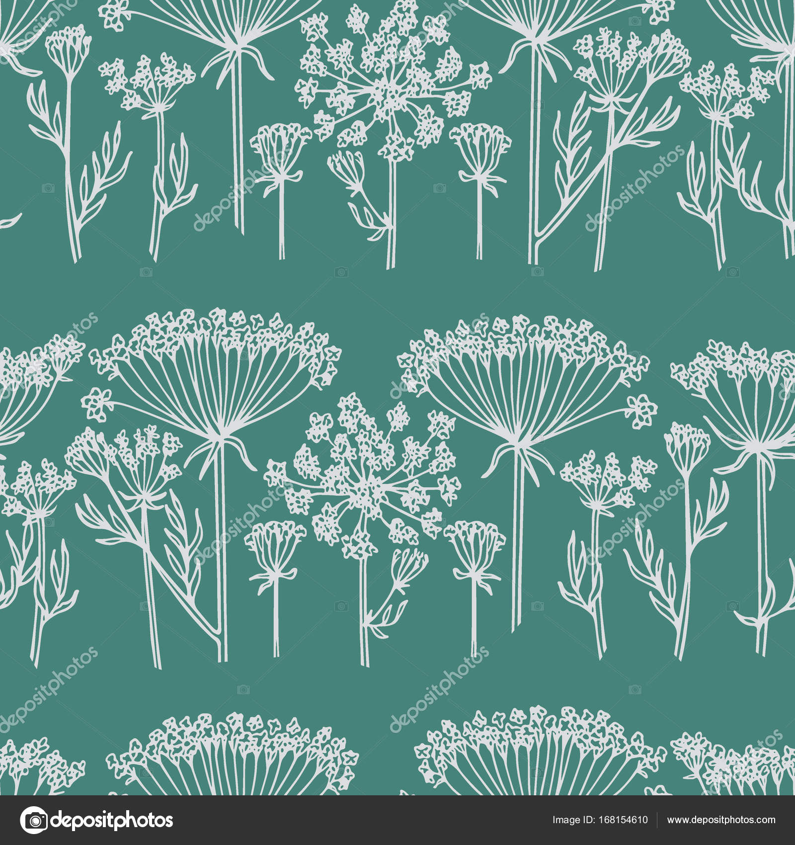 Hand drawn wildflower pattern — Stock Vector © Ezhevica #168154610