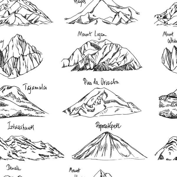 Modèle de montagnes dessinées à la main — Image vectorielle