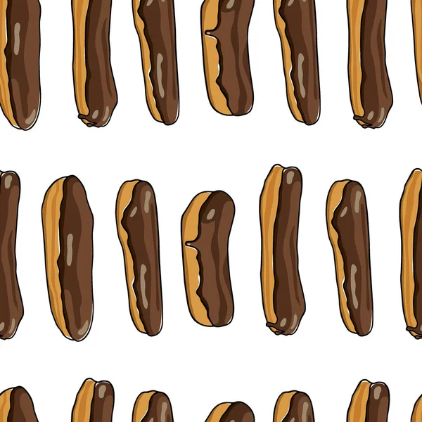 Hand getekende eclairs patroon — Stockvector