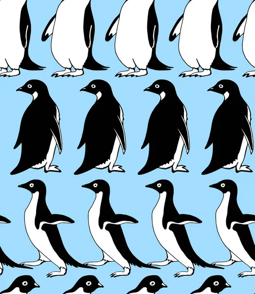 Hand drawn penguins pattern — Stock Vector