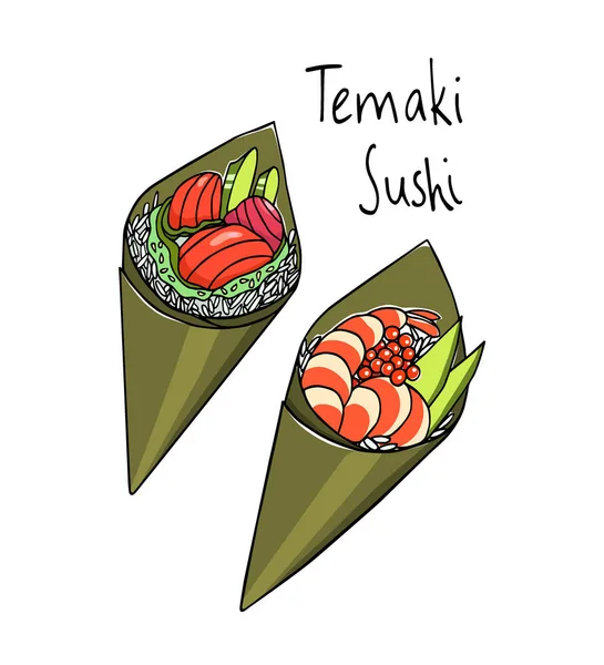 Sushi dibujado a mano — Vector de stock