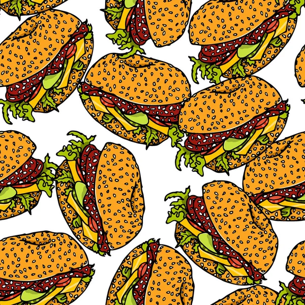Sandwiches seamless pattern — Stock Vector