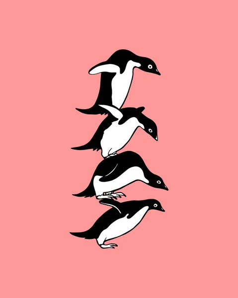 Pingüinos pintados a mano — Vector de stock