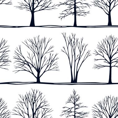 Elle çizilmiş ağaçlar desen