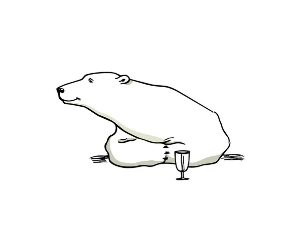 Tarjeta vectorial con oso polar dibujado a mano — Vector de stock