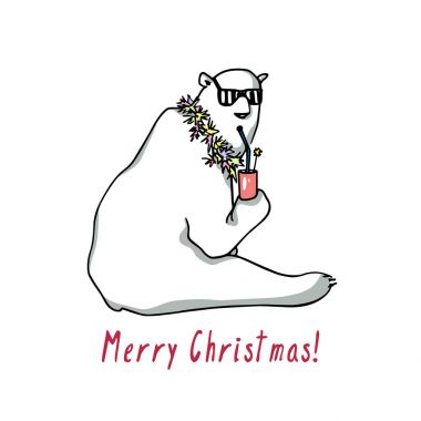 Kutup ayısı vektör kart el ile çizilmiş