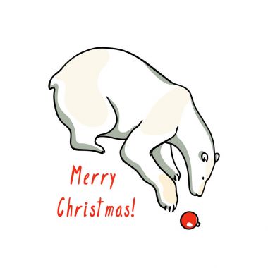 Kutup ayısı vektör kart el ile çizilmiş