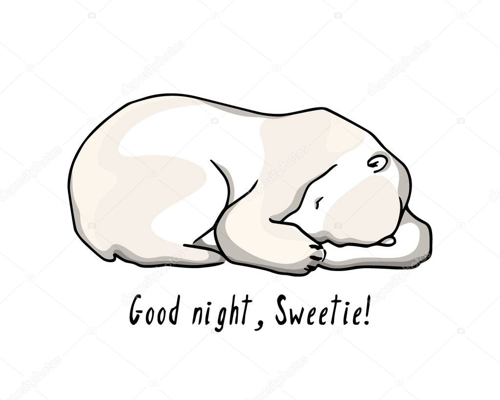 Vector card with hand drawn polar bear