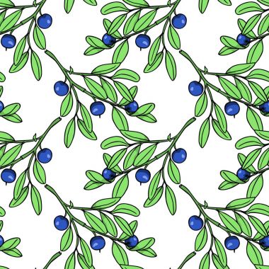 Elle çizilmiş yaban mersini desen