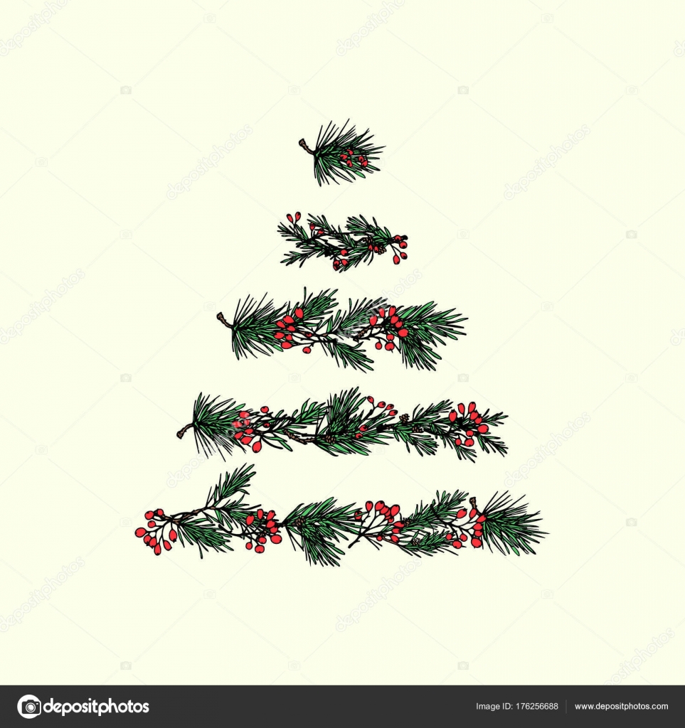 Hand drawn Christmas tree Stock Vector Image by ©Ezhevica 176256688