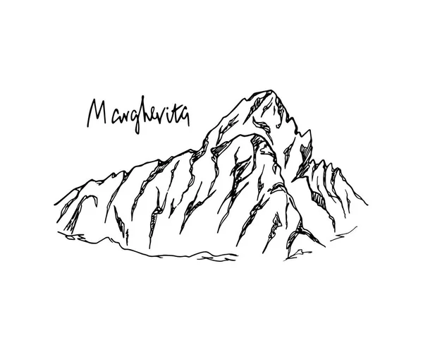 Pico de montaña dibujado a mano — Archivo Imágenes Vectoriales