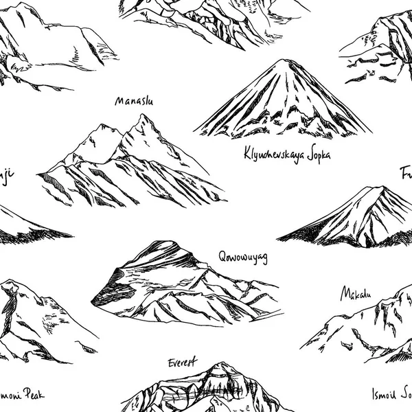 Hand drawn mountain peaks pattern — Stock Vector