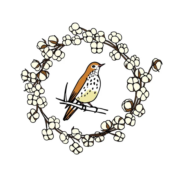Emblema uccello disegnato a mano — Vettoriale Stock