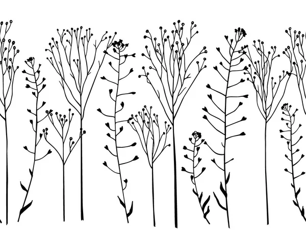 Hand getekende gras patroon — Stockvector