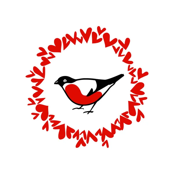 Emblema de aves dibujadas a mano — Archivo Imágenes Vectoriales