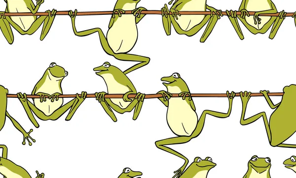 Wzór z ręcznie rysowane żaby — Wektor stockowy