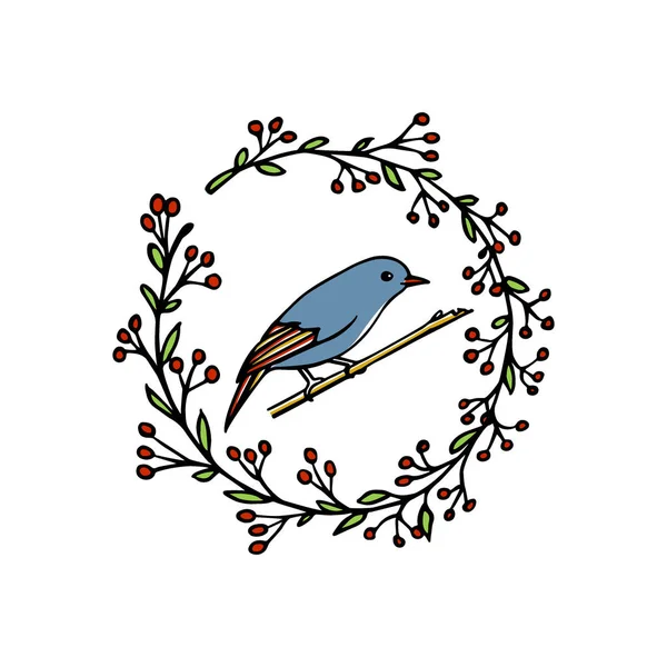 Рука намальована емблема птахів — стоковий вектор