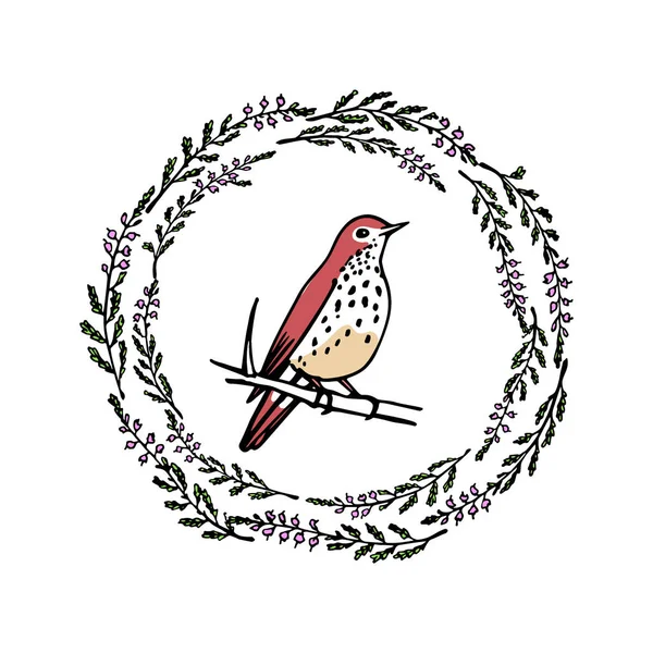 Emblema de pássaro desenhado à mão —  Vetores de Stock