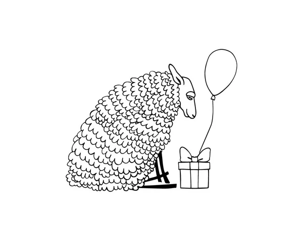 Caractère mouton dessiné à la main — Image vectorielle